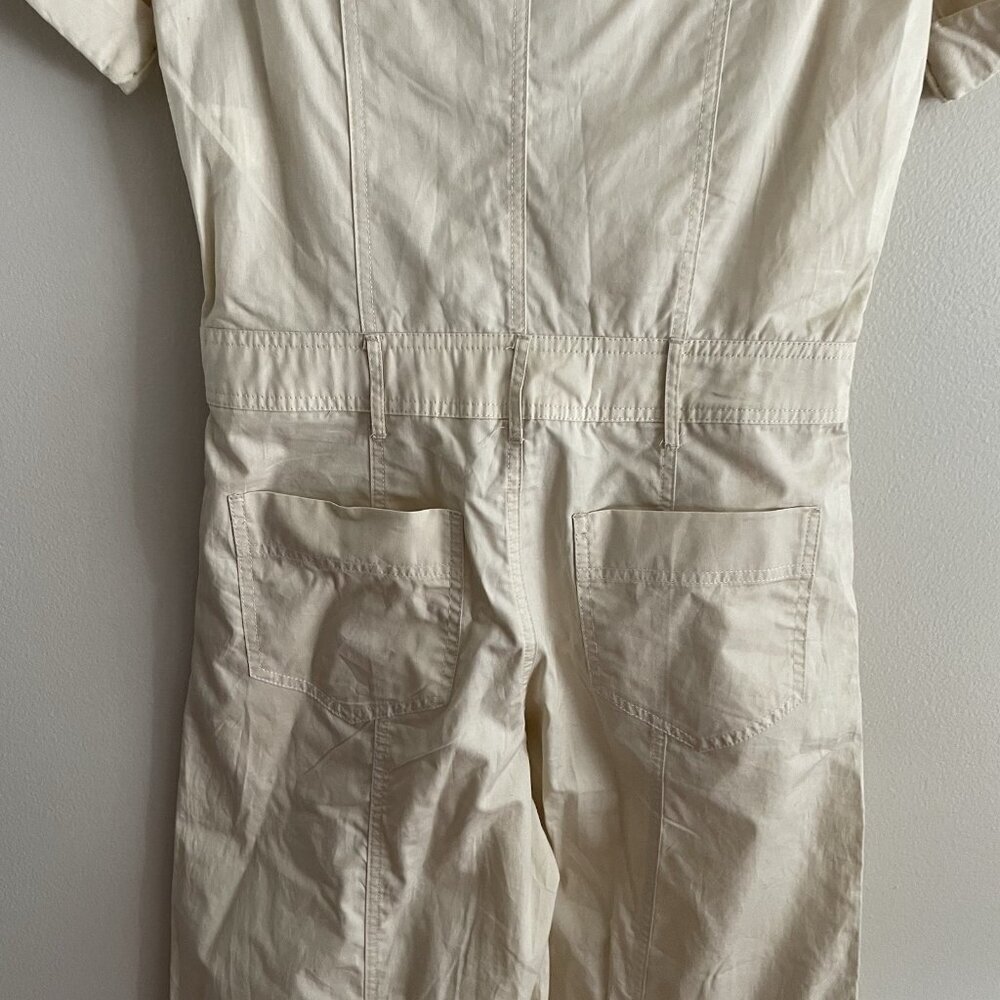 Zara Women XS Beige Cotton Relaxed Short Sleeve Wide Leg Cargo Jumpsuit NWOT - Picture 13 of 13